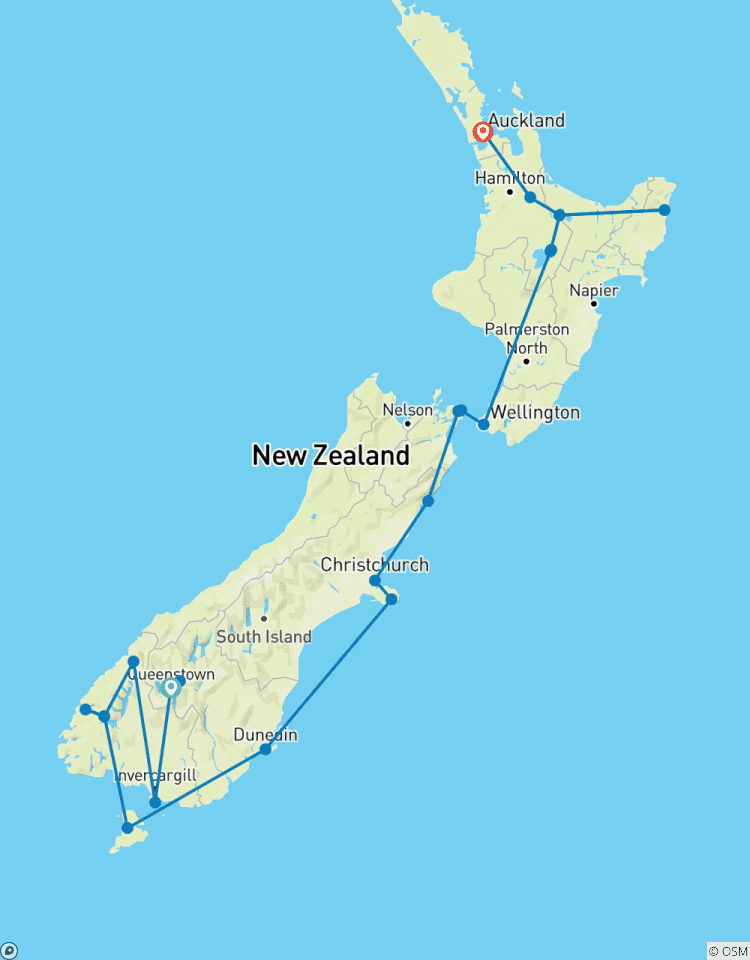 Neuseeländische Küstenexpedition mit geothermischen Wundern und Southern Peaks Queenstown → Auckland (2028) Rundreise