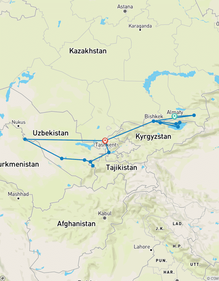 Zentralasien 17 Tage Tour 4 Länder Rundreise