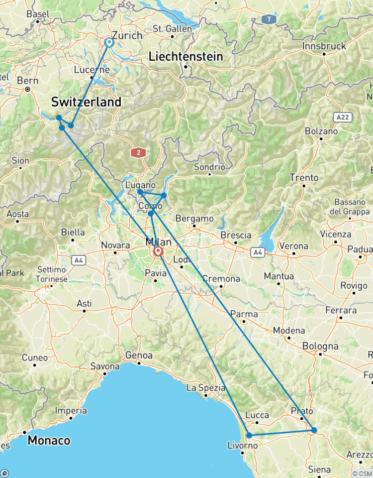 7 jours Zurich et Milan circuit