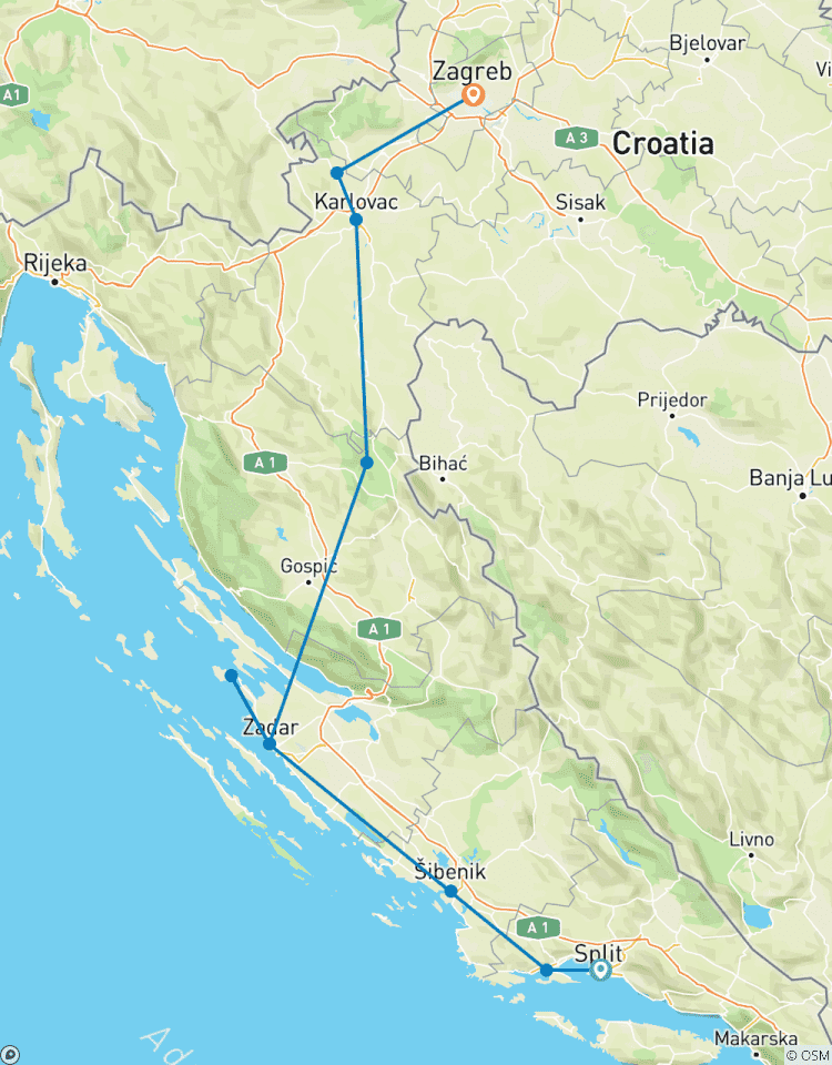 Van Split naar Zagreb: Midden- en Noord-Dalmatië: 7-daagse rondreis. Topbestemmingen aan de Adriatische kust! Zadar, Sibenik, Trogir, Plitvice Meren en meer! UNESCO sites en oude ommuurde steden. Volop natuur, geschiedenis, Venetiaanse architectuur.-rondreis