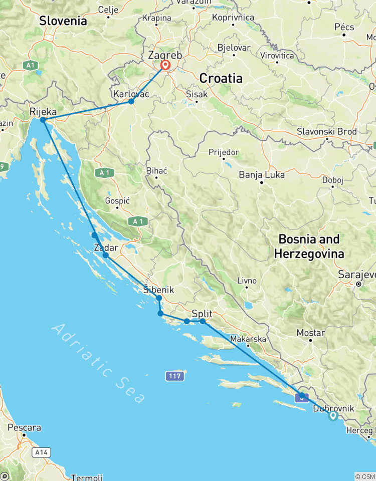 Van Dubrovnik naar Zagreb: Midden- en Noord-Dalmatië: 9-daagse rondreis. Topbestemmingen aan de Adriatische kust! Zadar, Sibenik, Split, Trogir en meer! UNESCO sites en oude ommuurde steden. Volop natuur, geschiedenis en Venetiaanse architectuur. He…-rondreis