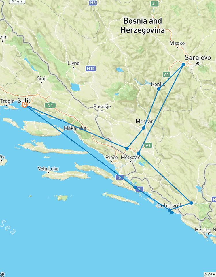 Circuito De la costa al desfiladero: Croacia y Bosnia y Herzegovina, viaje por tu cuenta de 8 días