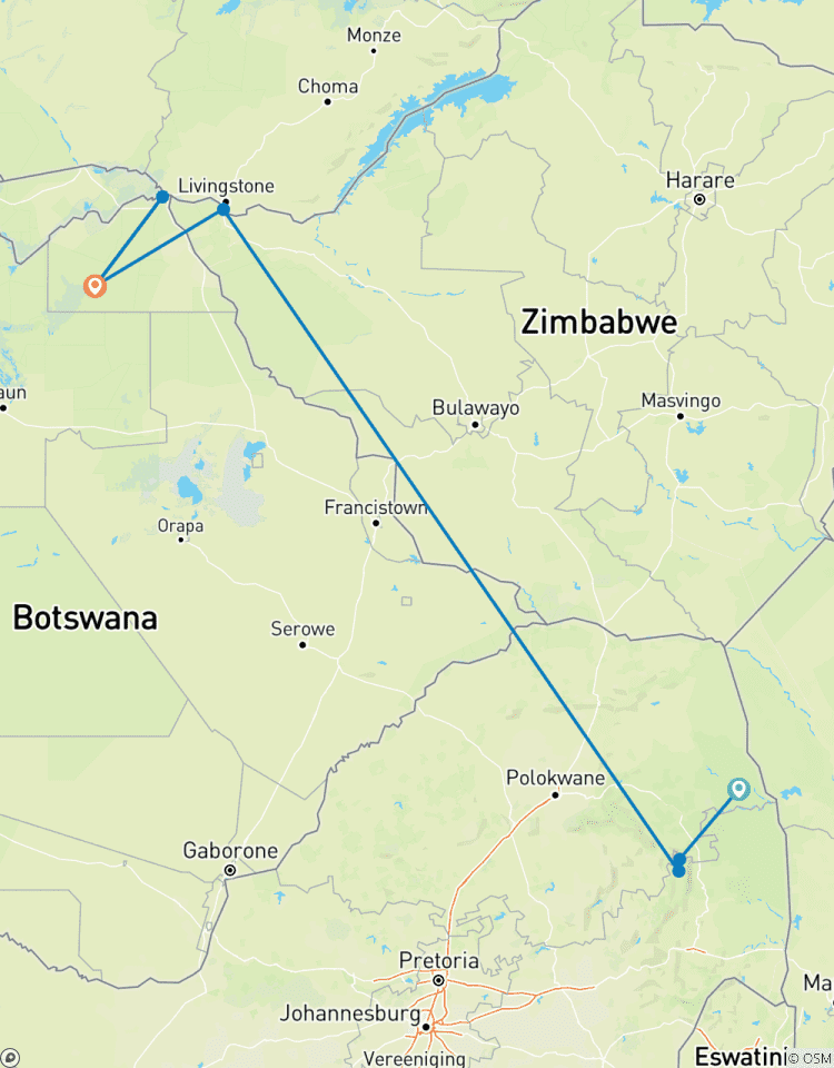 7-tägige Budget-Safari durch den Krüger-Nationalpark, zu den Victoriafällen und in den Chobe-Nationalpark Rundreise