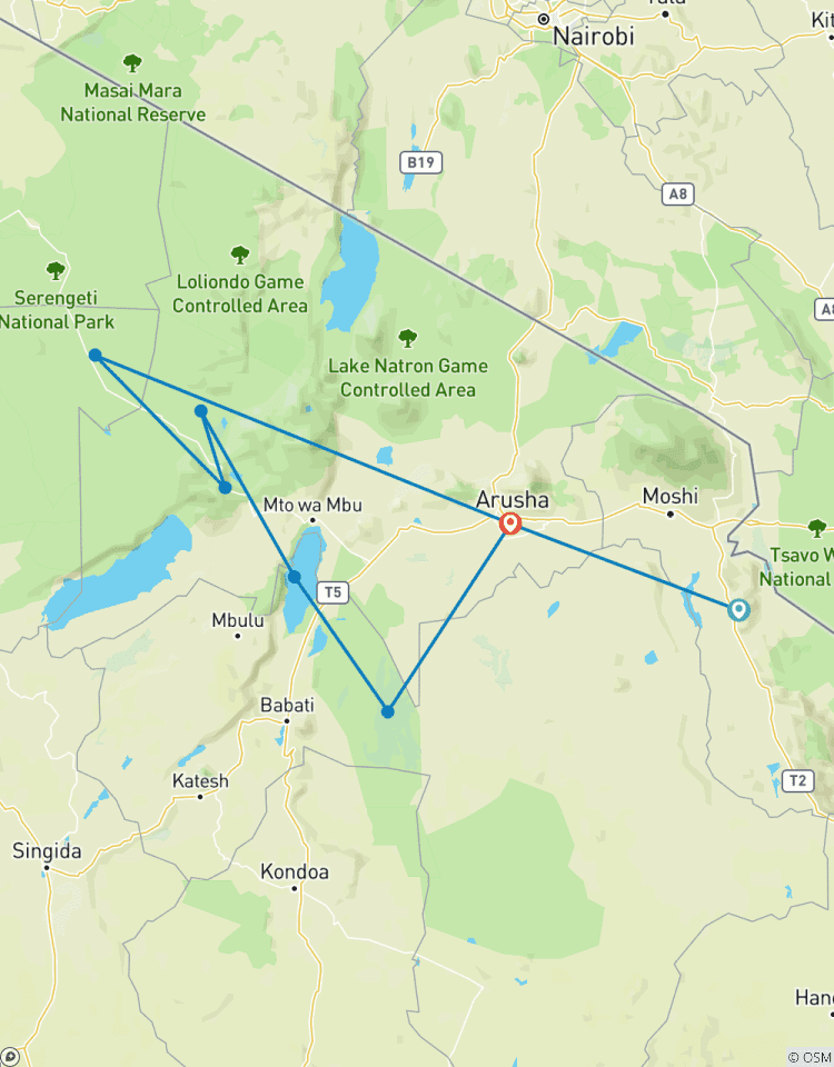 Safari de luxe de 9 jours / 8 nuits, combinant trajet en voiture et vol de retour, pour observer la migration circuit