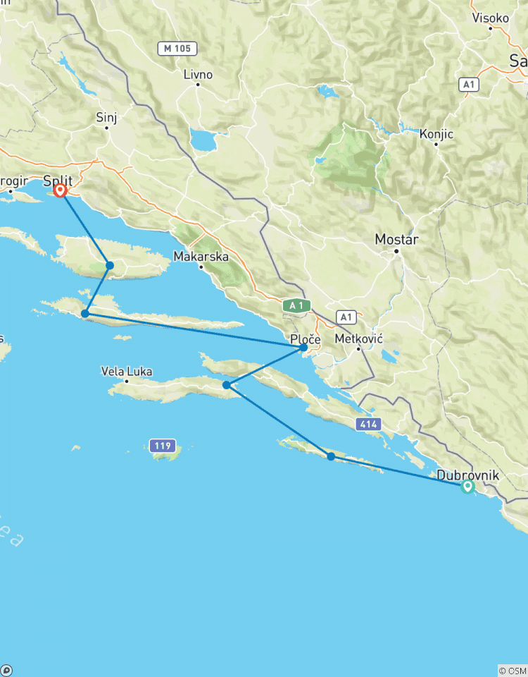 Naviguer en Croatie - De Dubrovnik à Split circuit