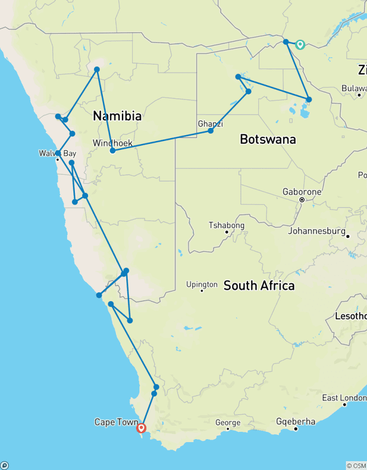 Victoria Falls to Cape Town 22 Days Overlanding Tour
