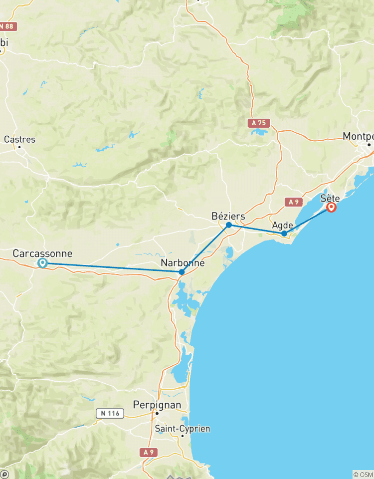 Languedoc Canal du Midi, Carcassonne bis Sete Rundreise