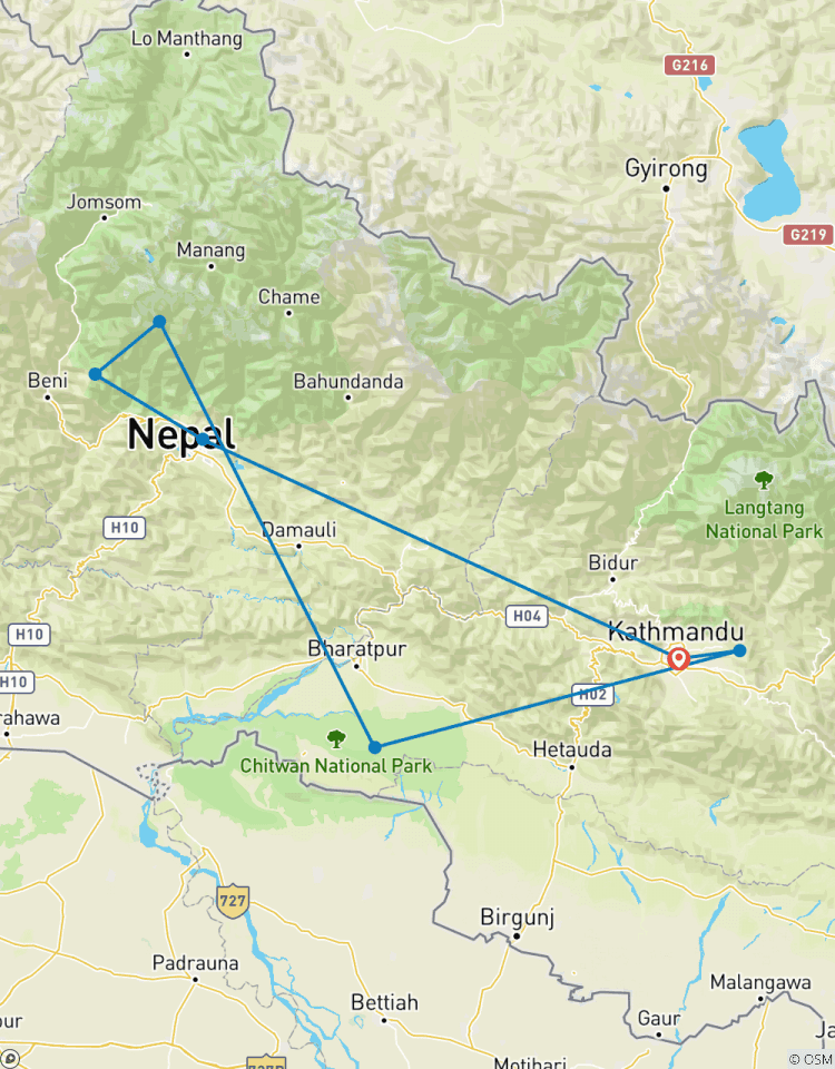 Circuito Excursionismo por el Annapurna confort Combinado Rafting, Safari por la Selva y circuito a Nagarkot