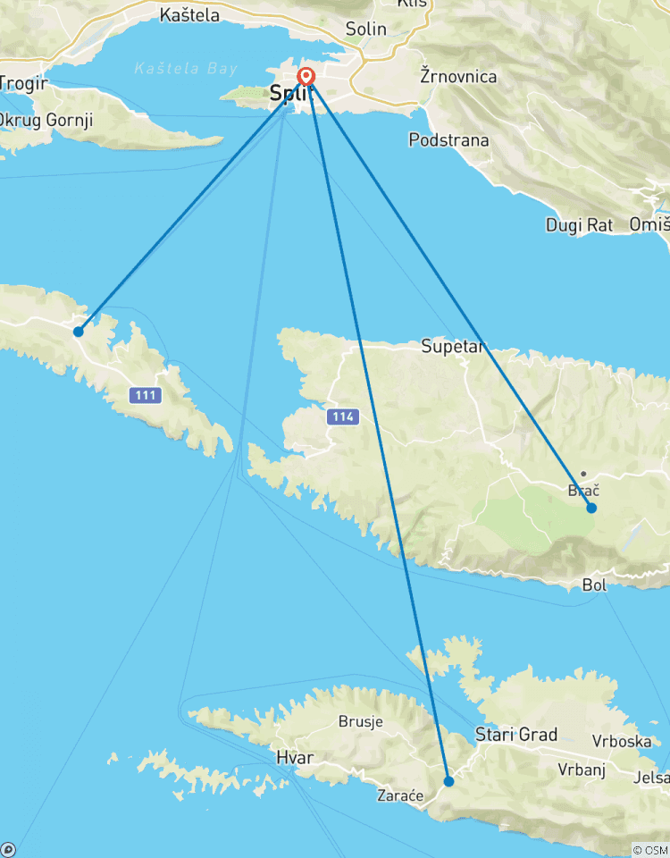 Cyclisme en Dalmatie, visite autoguidée circuit