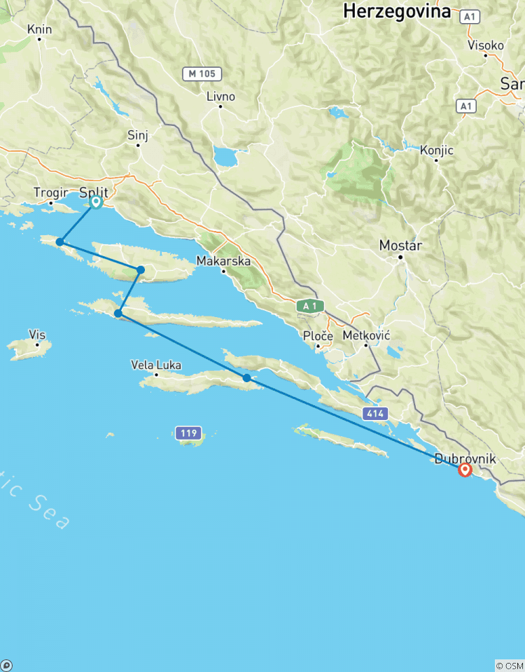 La côte dalmate de Split à Dubrovnik, visite autoguidée circuit