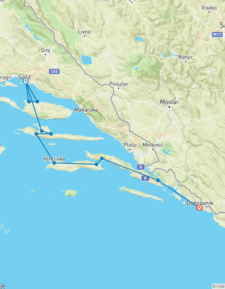 Visite guidée à vélo de la côte dalmate - Croatie classique circuit