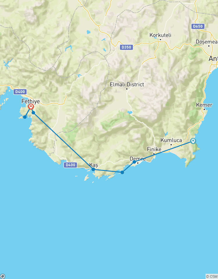 Olympos to Fethiye 4 day/3 night cruise Tour