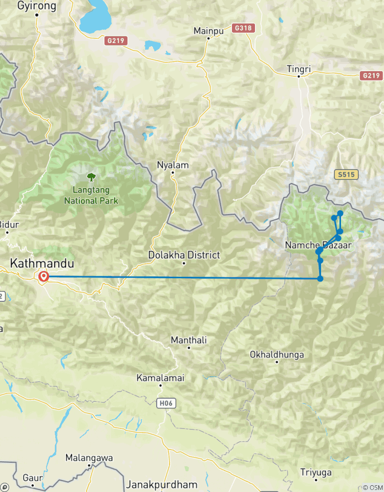 Trek court du camp de base de l\'Everest circuit