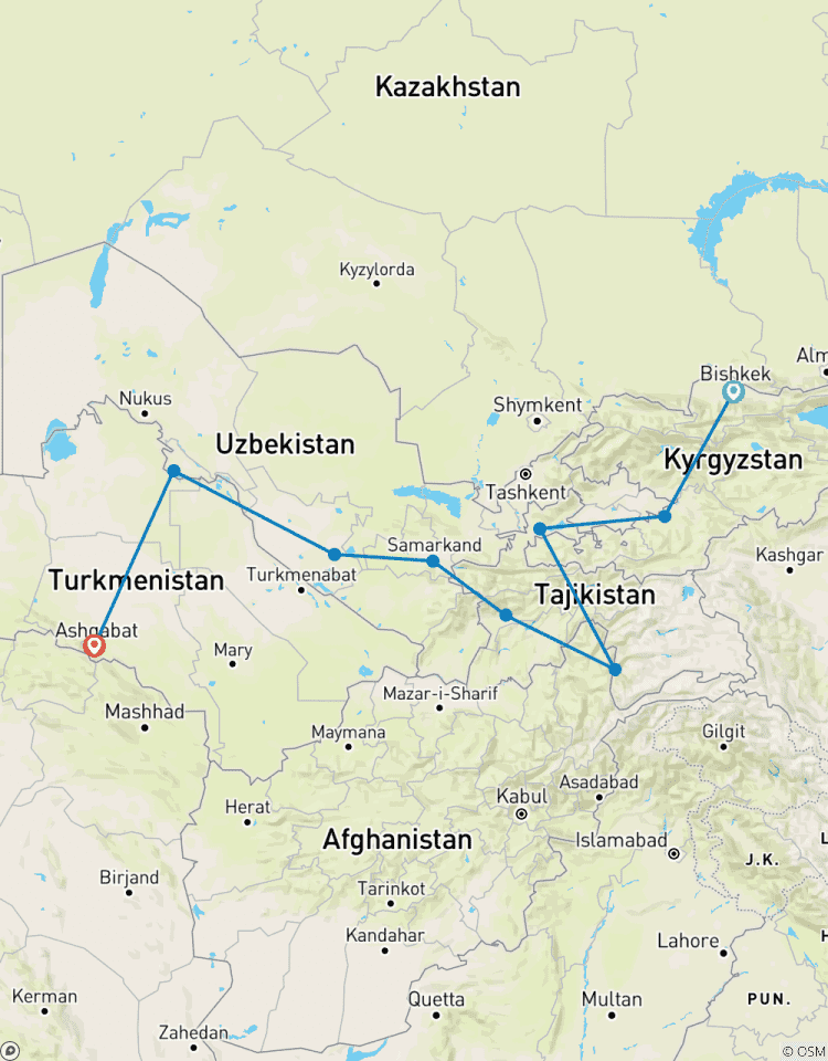 De Bishkek à Ashgabat (31 jours) circuit