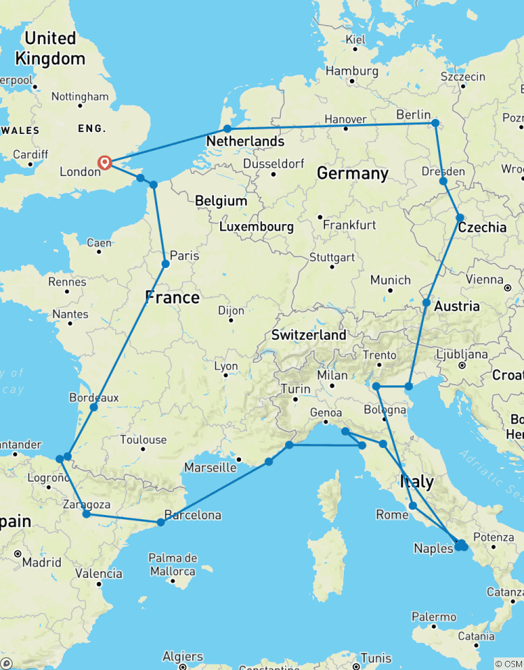 European Quest (Standard, Hiver (jusqu\'à mars 27), Départ Londres, Classique) circuit