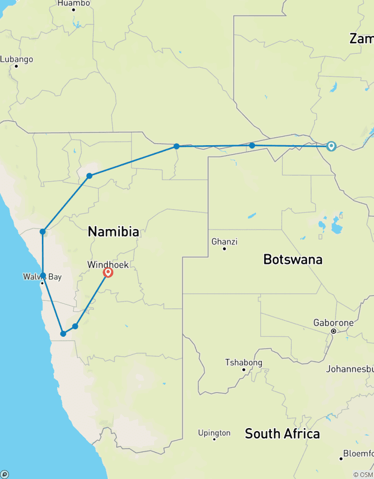 Namibia Wüste und Caprivi Rundreise