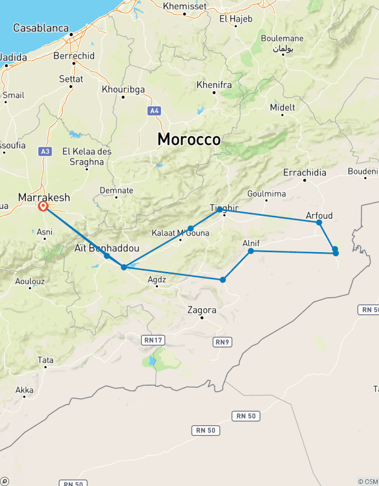 Merzouga, Ait Benhadou, Gorges du Dadès et du Todra - 3 jours circuit