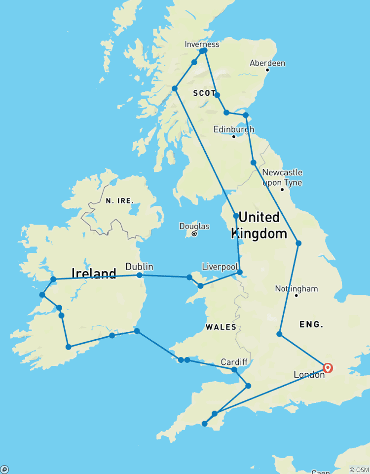 Grand Tour de Grande-Bretagne et d\'Irlande circuit