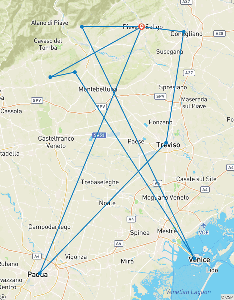 Promenade dans les collines du Prosecco et la Venise cachée circuit