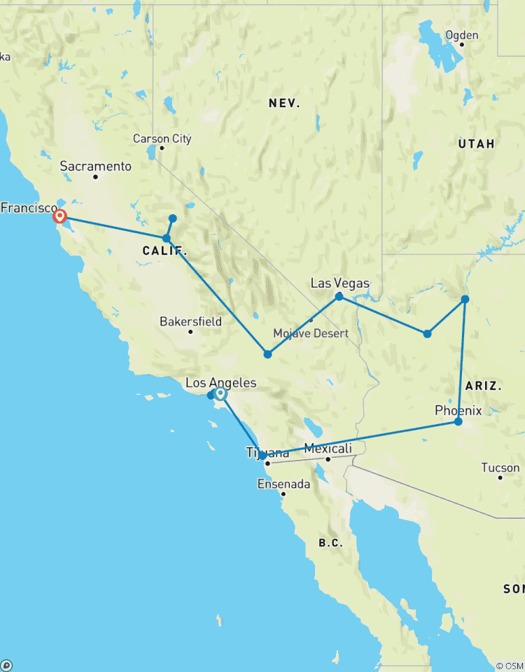 De Los Angeles à la Baie circuit
