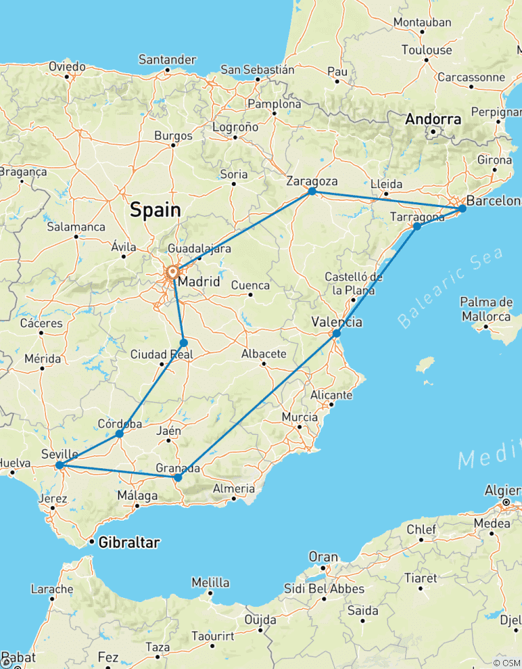 Circuit de 7 jours en Andalousie, sur la côte méditerranéenne et à Barcelone depuis Madrid circuit
