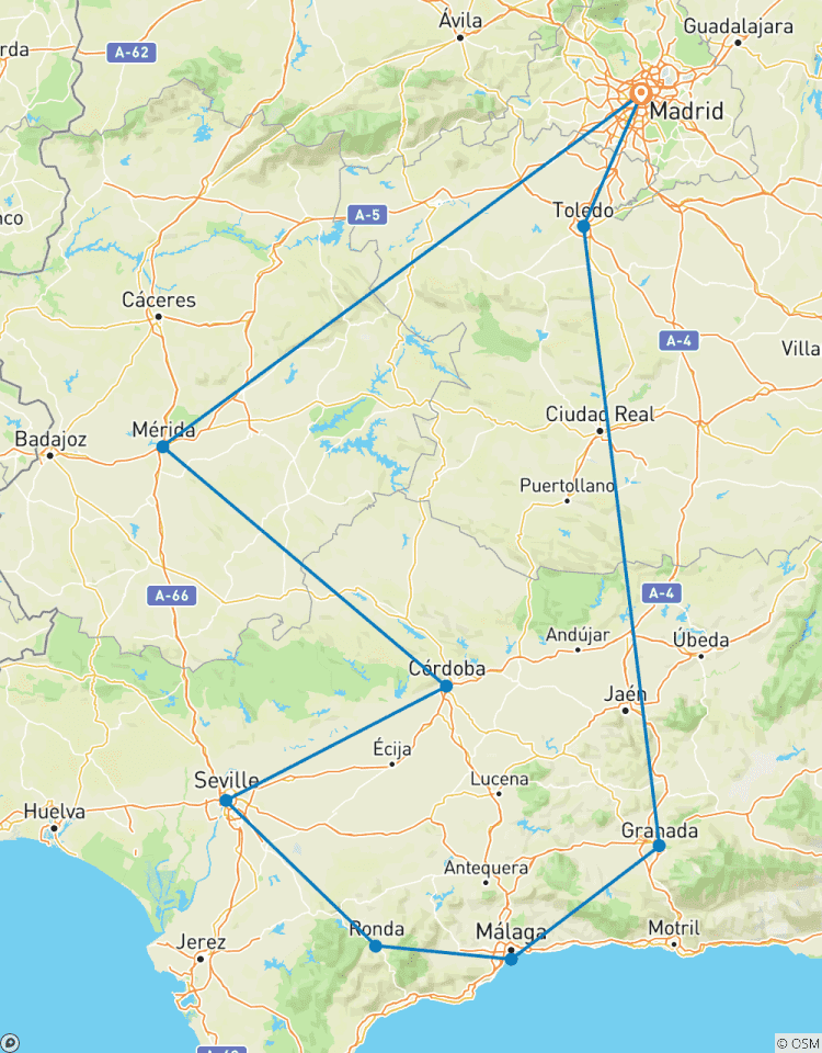 Circuit de 6 jours en Andalousie avec Cordoue et la Costa del Sol au départ de Madrid circuit