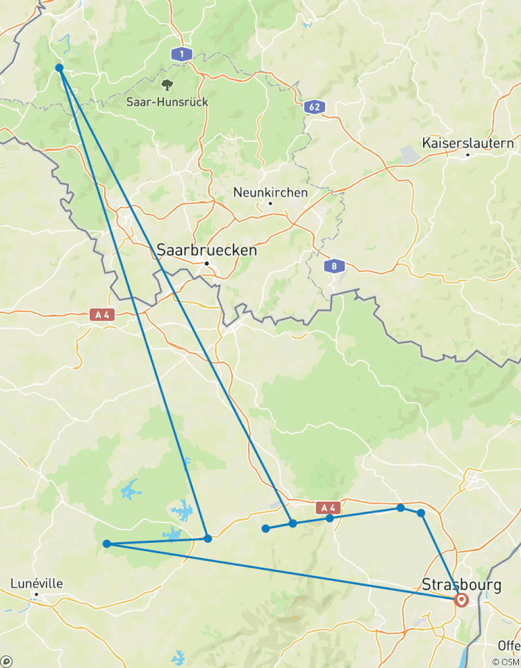 Kreuzfahrt durch Lothringen und das Elsass entlang des Marne-Rhein-Kanals Hafen-zu-Hafen-Kreuzfahrt Rundreise