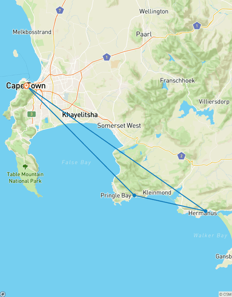 3 jours de Glamping sur la Route des Jardins de Botlierskop et Safari sur la Côte des Baleines avec Transferts Privés circuit