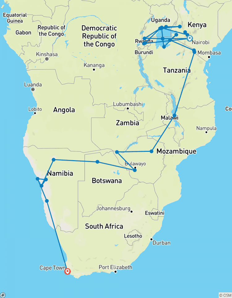 De Nairobi au Cap (76 jours) Grand Adventurer circuit