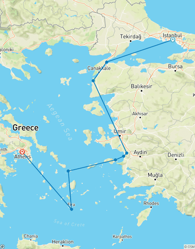 Tocht van Constantinopel naar Hellas-rondreis
