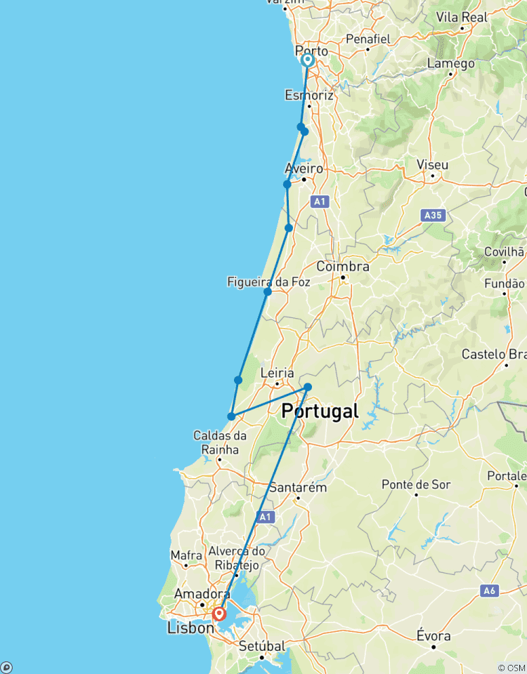 De Porto à Lisbonne par l\'Atlantique circuit