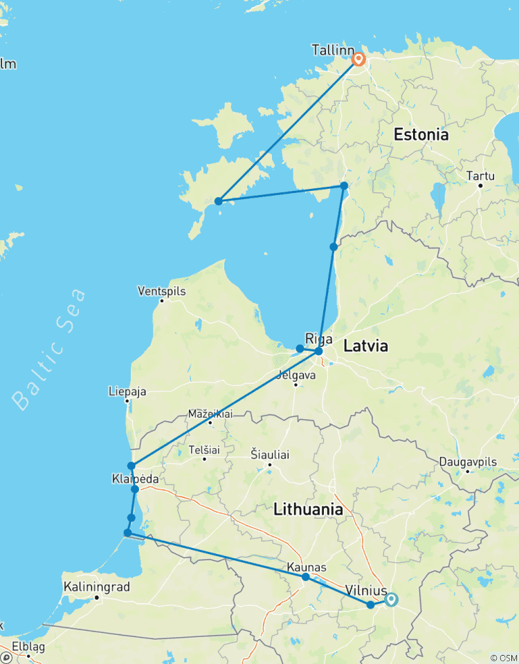 Grand tour des Baltes à vélo (entièrement guidé de Vilnius à Tallinn 2026) circuit