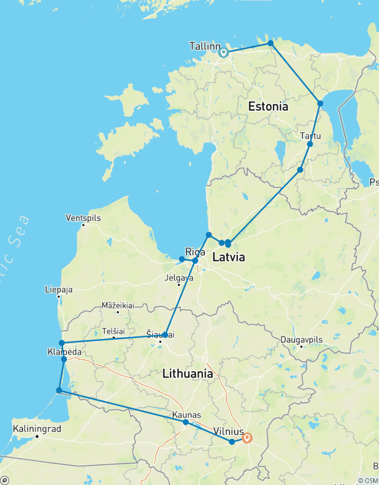 Baltic Bike Tour : Tallinn à Vilnius - auto- guidée et accompagnée circuit