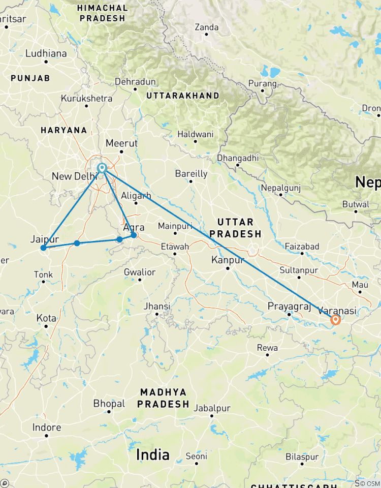 Triangle d\'or et Varanasi en avion circuit