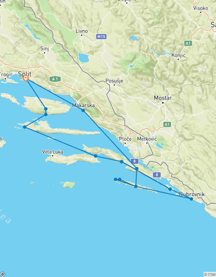 Croatia Cruise Southern Dalmatia - from Split Tour
