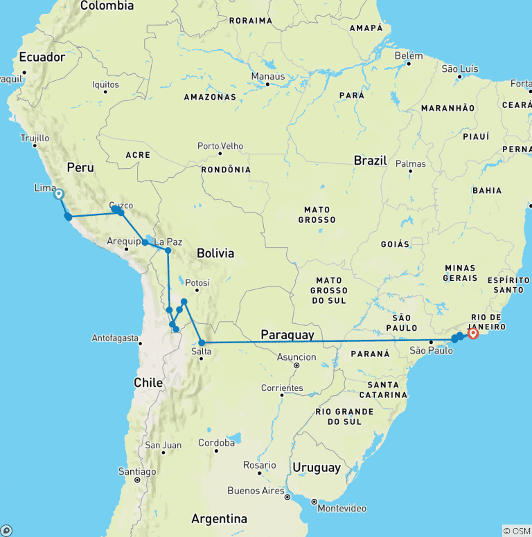 Map of Best of South America