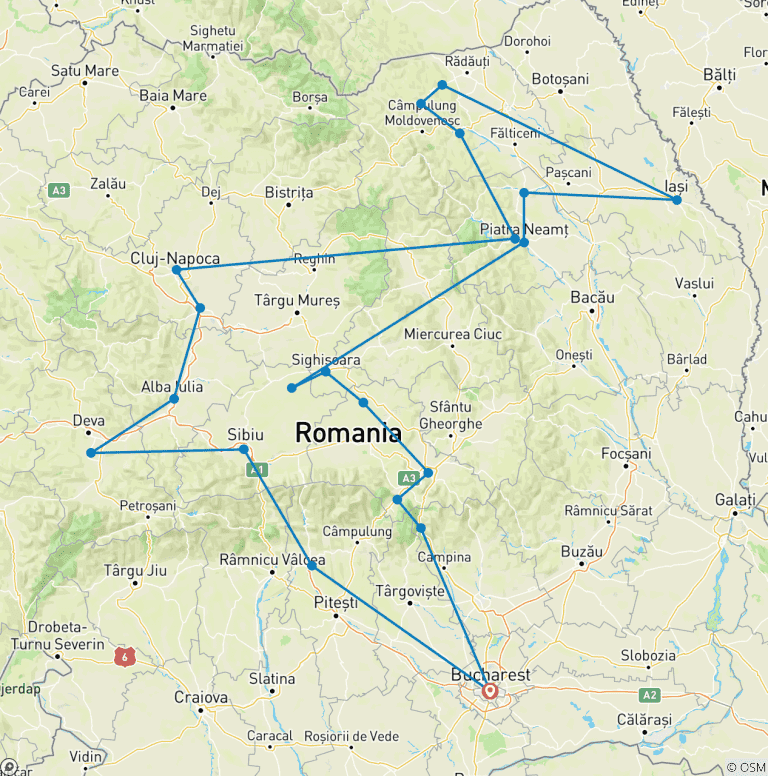Map of Best of Romania in 10 days