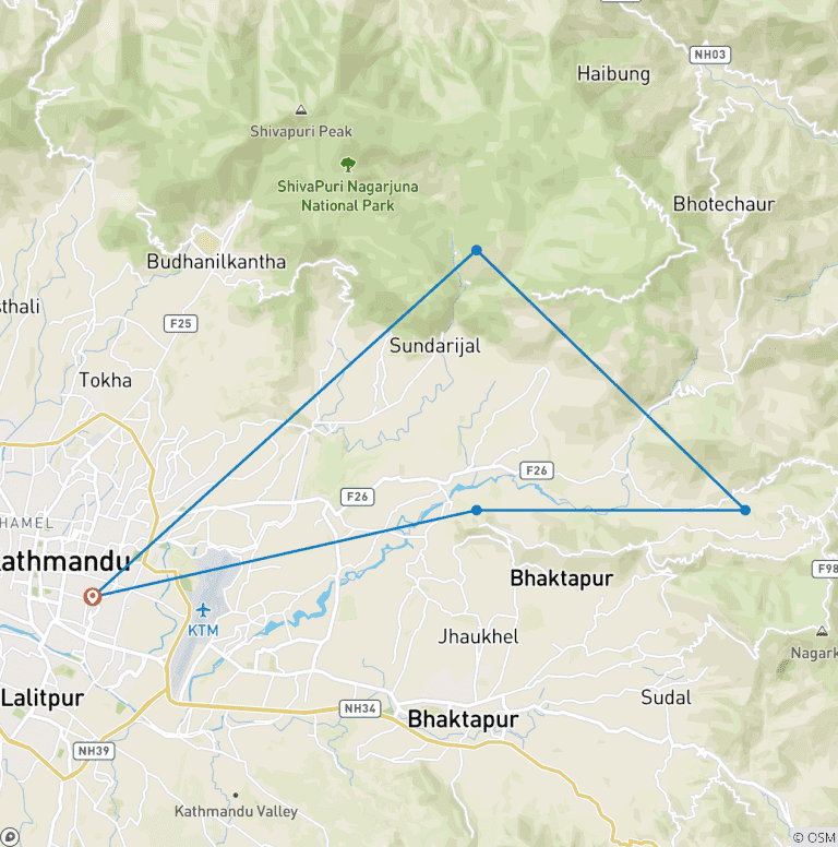 Map of Chisapani Nagarkot Hike