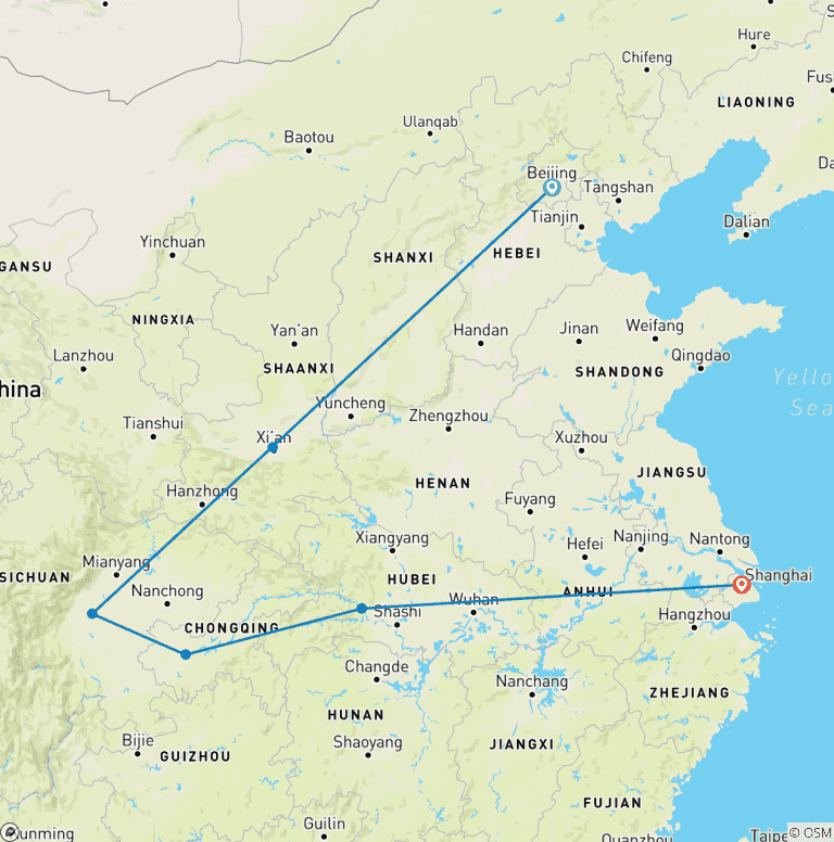 Map of Two Weeks Impression China Trip: Small Group & Luxury Hotels, All Inclusive