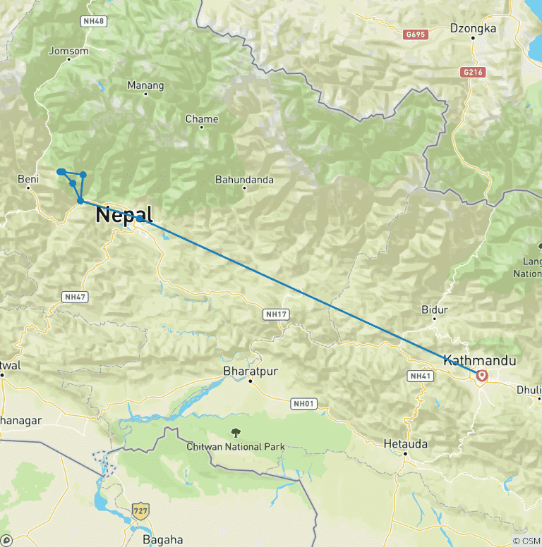 Map of Ghorepani Poon Hill Trek
