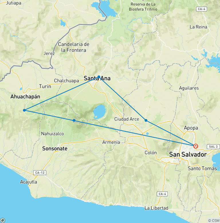 Map of Around El Salvador 6 Days