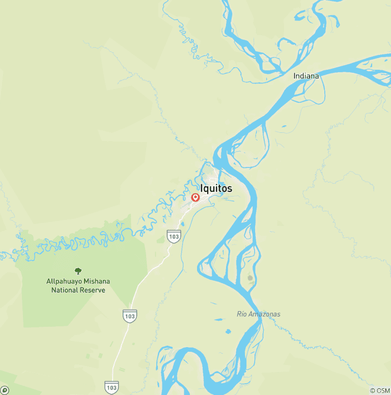 Map of 7-Day Iquitos Jungle Tour at Maniti Eco-Lodge
