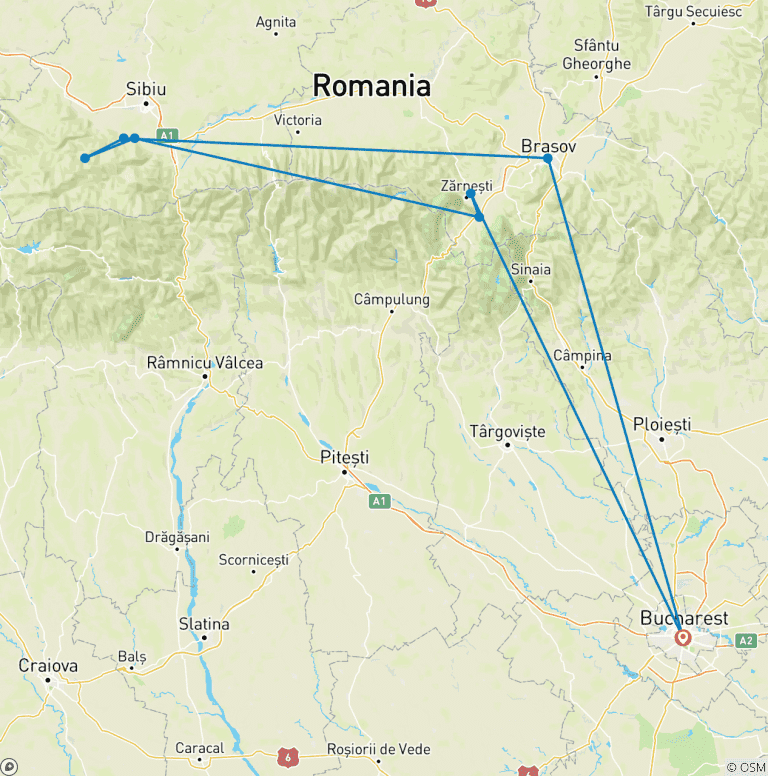 Map of Hiking in South Transylvania