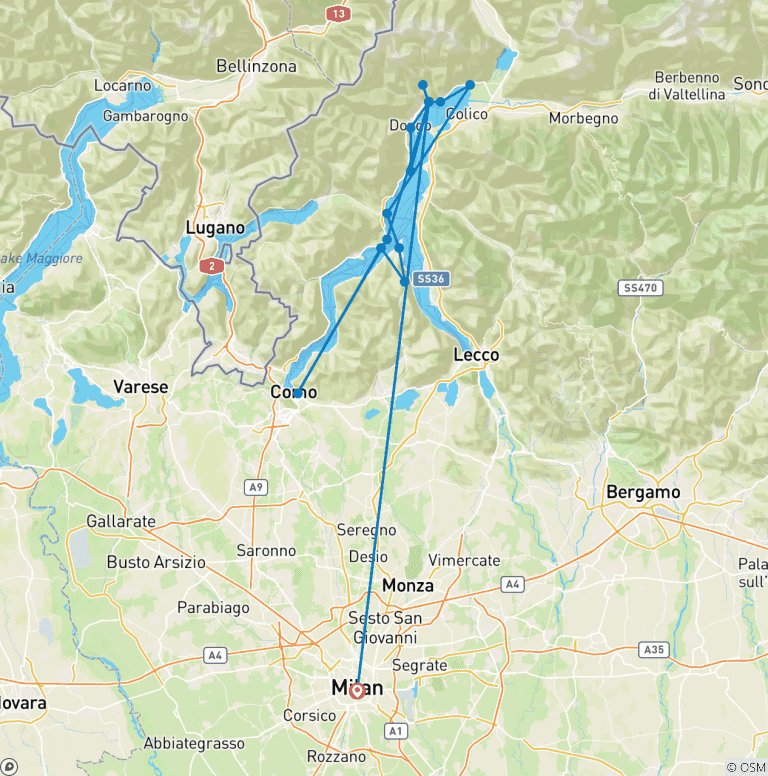 Map of Lake Como Walking