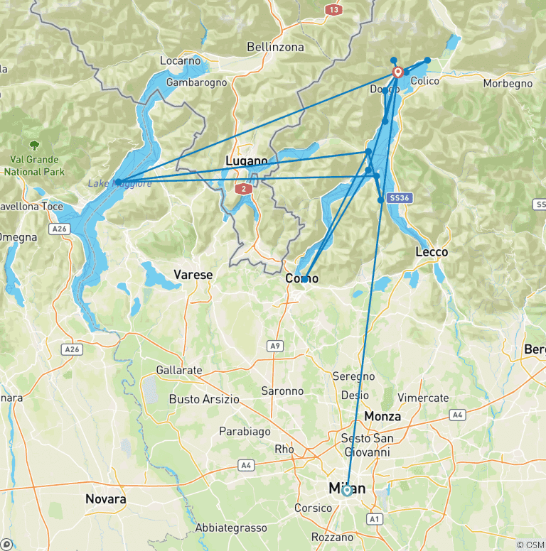 Map of Lake Como Walking