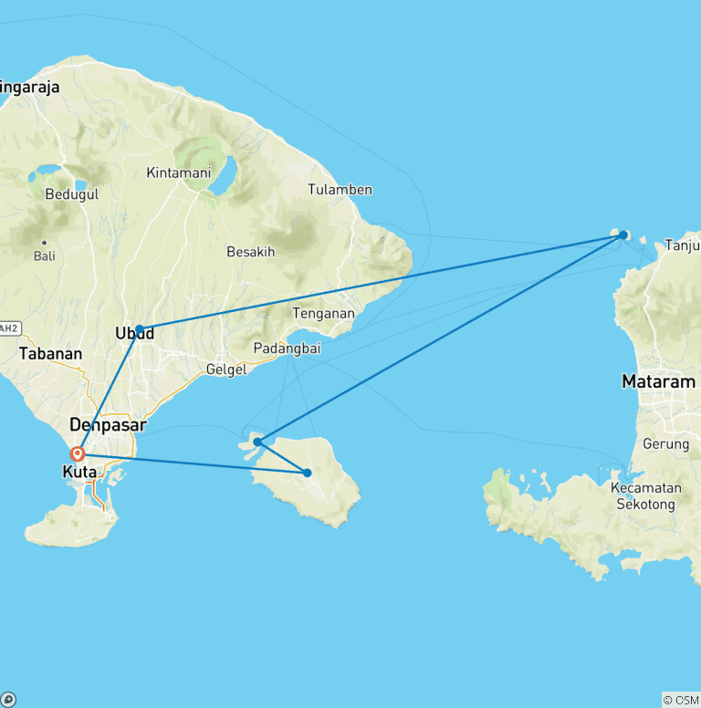 Map of Bali Bucket List Boutique 10 Day Tour
