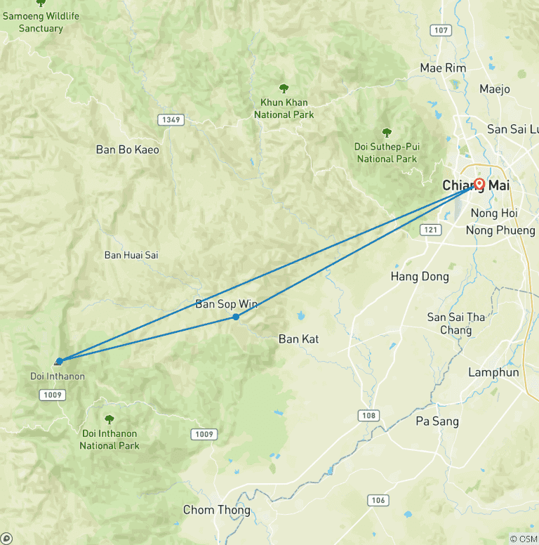Map of Tuk Tuk and Hill Tribe Adventure - 3 Days - PRIVATE TRIP ONLY (minimum 2 travellers) (IDP Category A stamp required to drive)