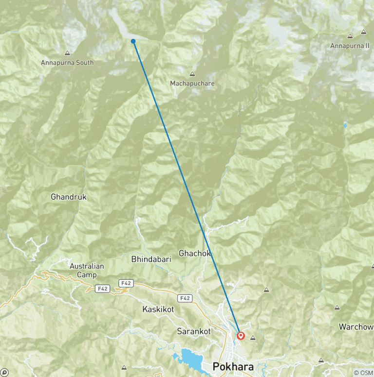 Map of Annapurna Base Camp Heli Tour