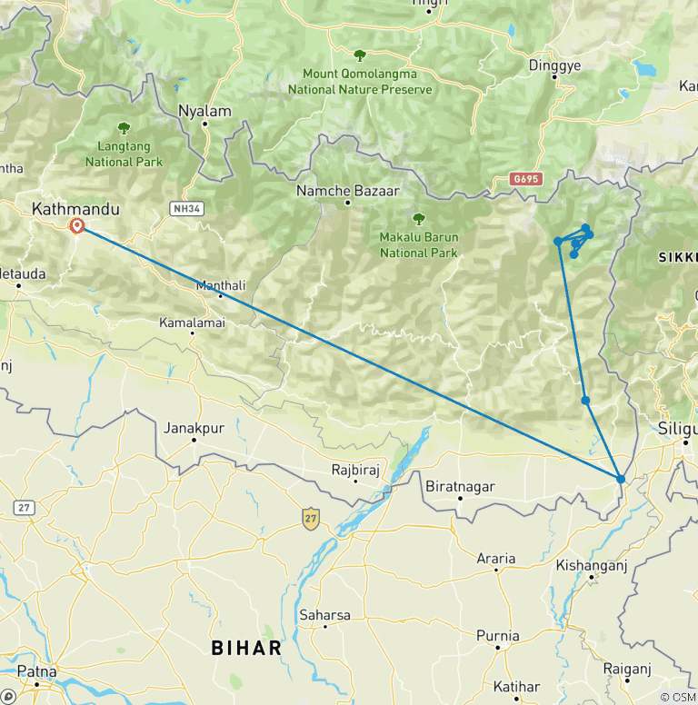 Map of Kanchenjunga Trek