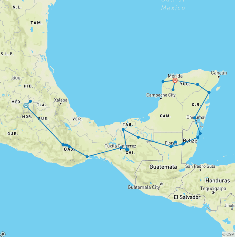 Map of Contrasts of Mexico + Yucatan Peninsula (Day Of The Dead)